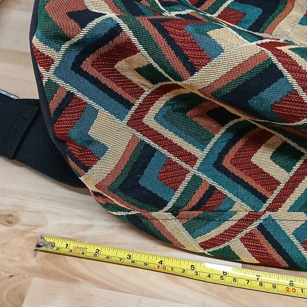 DrumStuff By Mosa Geometric Canvas Duffel Bag in Teal, Rust & Cream